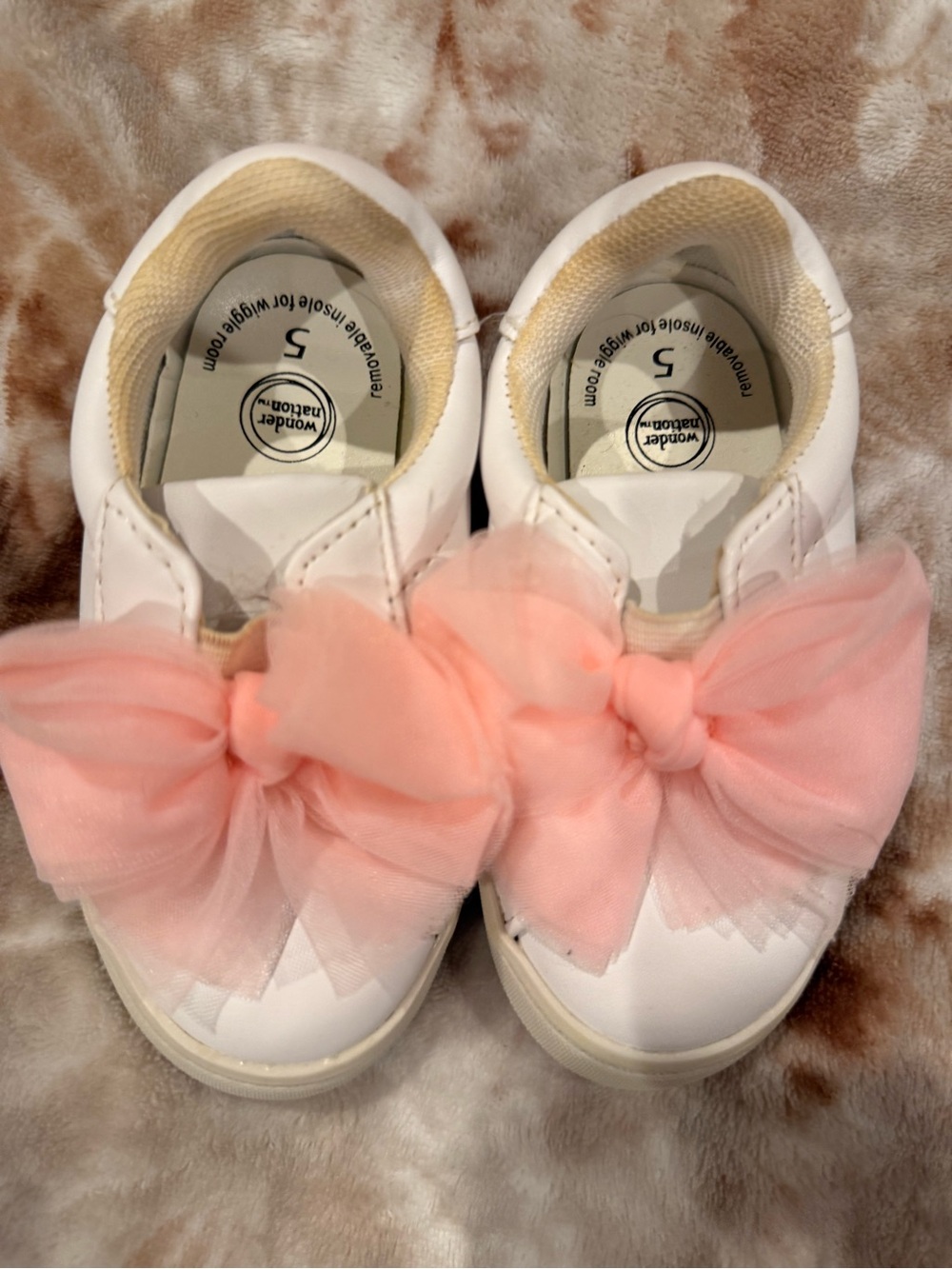 wonder nation White Sneakers with Pink Tulle Bows